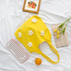Simple personality small daisy print 12 oz thick eco friendly fabric cotton shoulder bag for women