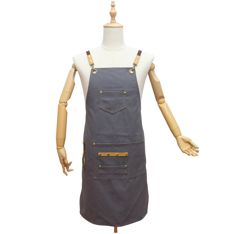 Stocks 50pcs waterproof wear resistant 16 oz polyester cotton canvas work apron with cotton webbing