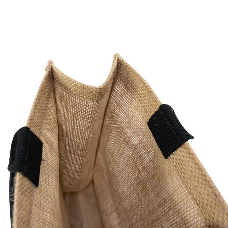Logo printed custom inner waterproof film practical eco friendly breathable reusable natural jute shopping bag
