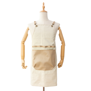 Simple white pu leather stitching kitchen canvas apron