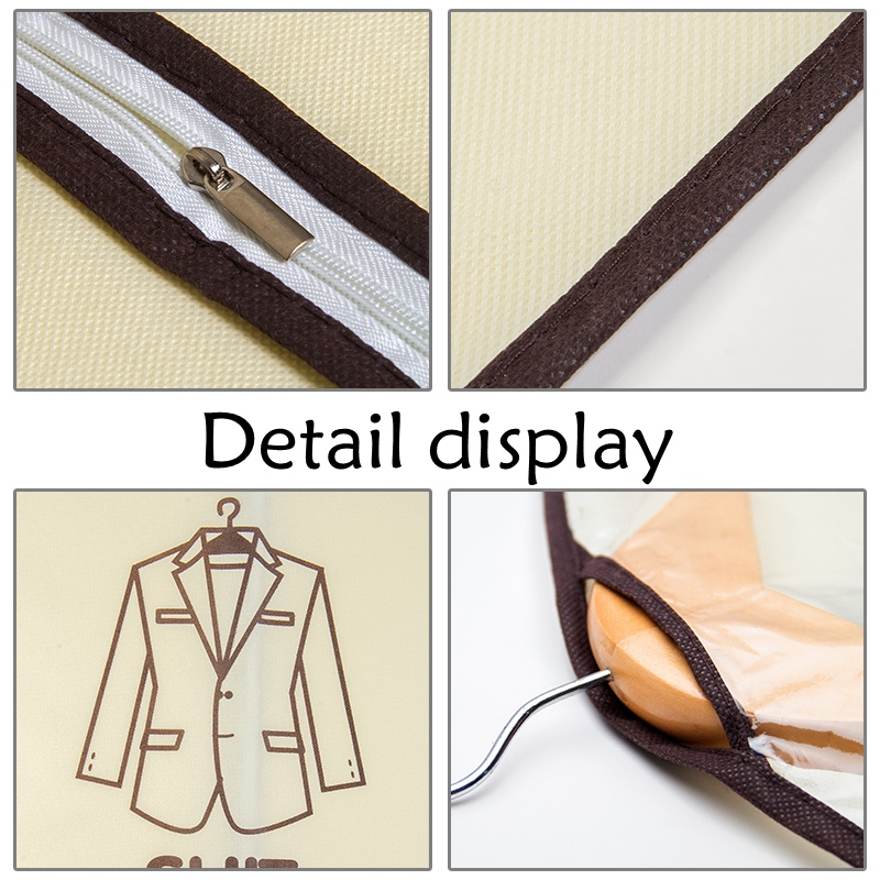 Household wardrobe non woven garment bag transparent hanging suit coat storage bag