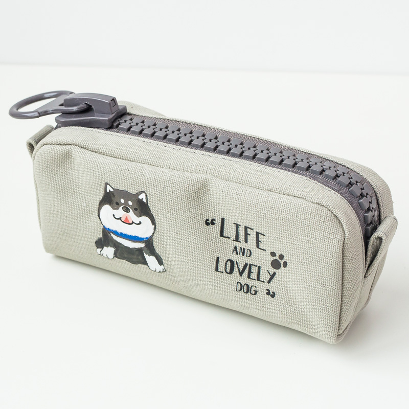 Korean version of the new simple canvas large capacity pencil bag zipper stationery bag