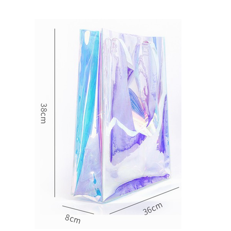 2019 new women's transparent pvc ins jelly bag tote single shoulder diagonal laser package custom