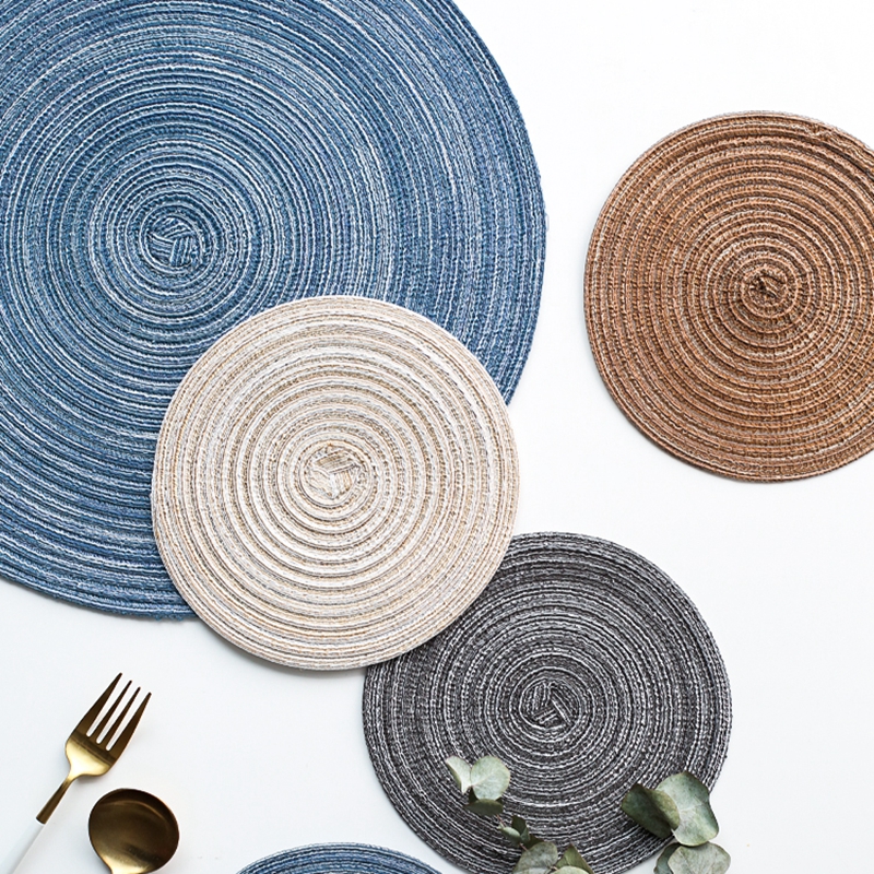 Japanese style ramie four color home dining mat table mat insulation bowl pot mat