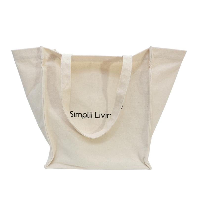 Multifunction multi pockets eco friendly and portable strong durable cotton canvas tote shopping bag with letter printing