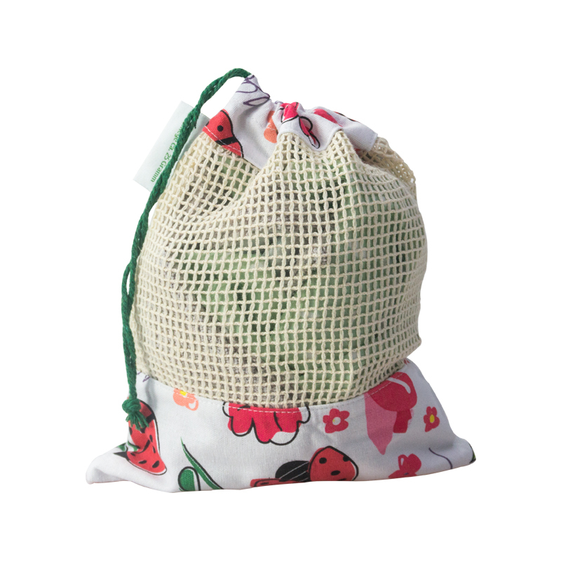 China Supplier strong and durable full printed cotton fruit mesh bag