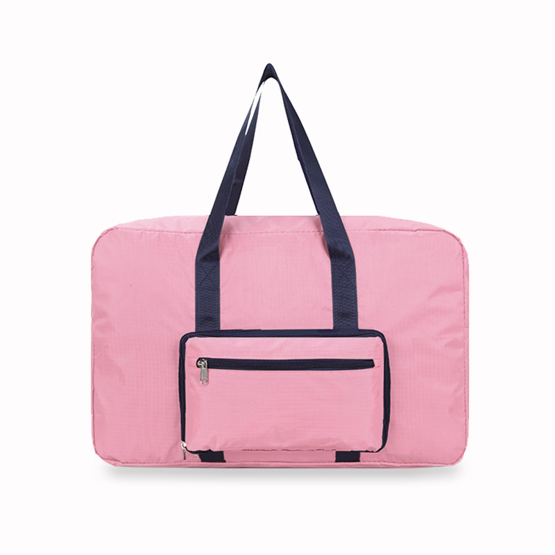 Waterproof foldable 210d oxford cloth fabric large capacity short travel bag for trolley case use