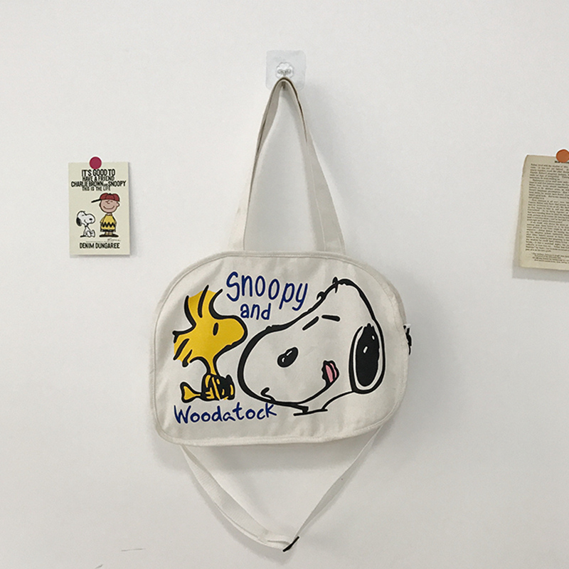 Ins cartoon cute illustration shoulder canvas bag student shopping bag messenger bag for women