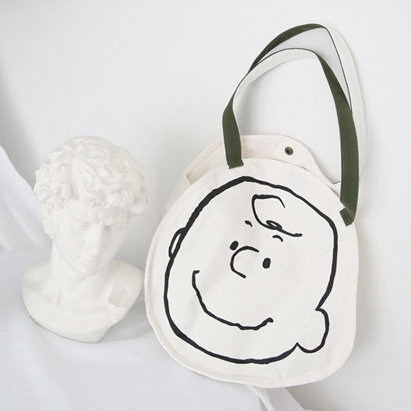 Cartoon simple canvas bag wild art retro student shoulder bag large capacity handbag