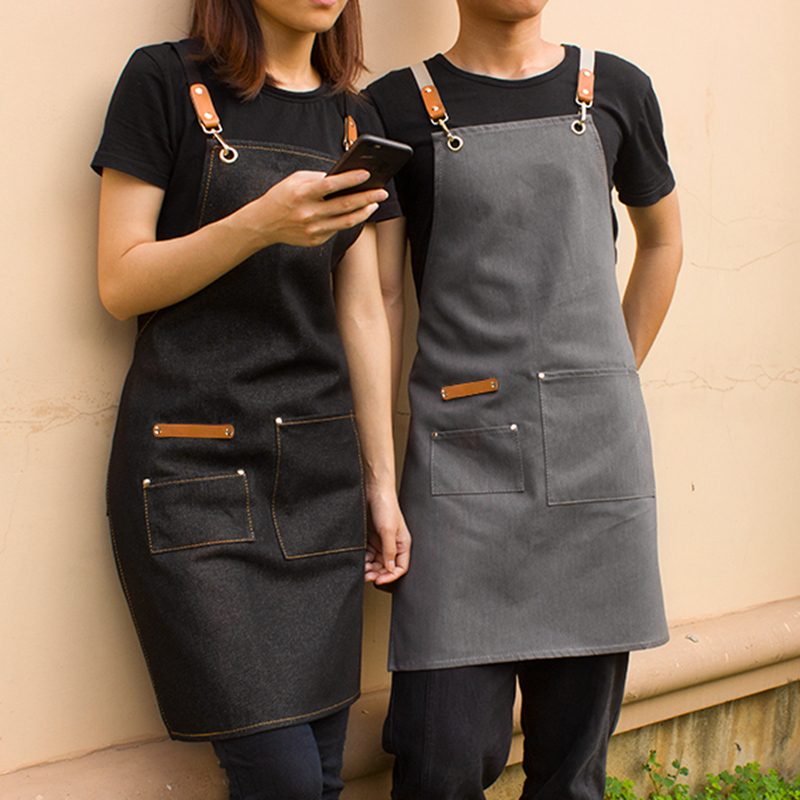 Thin denim fabric barista restaurant waiter kitchen cooking and cleaning gardening work apron