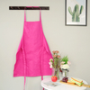 Bright rose red kitchen apron long women canvas apron with pockets