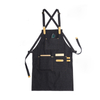 Customized restaurant coffee shop leather shoulder strap denim apron unisex home work apron