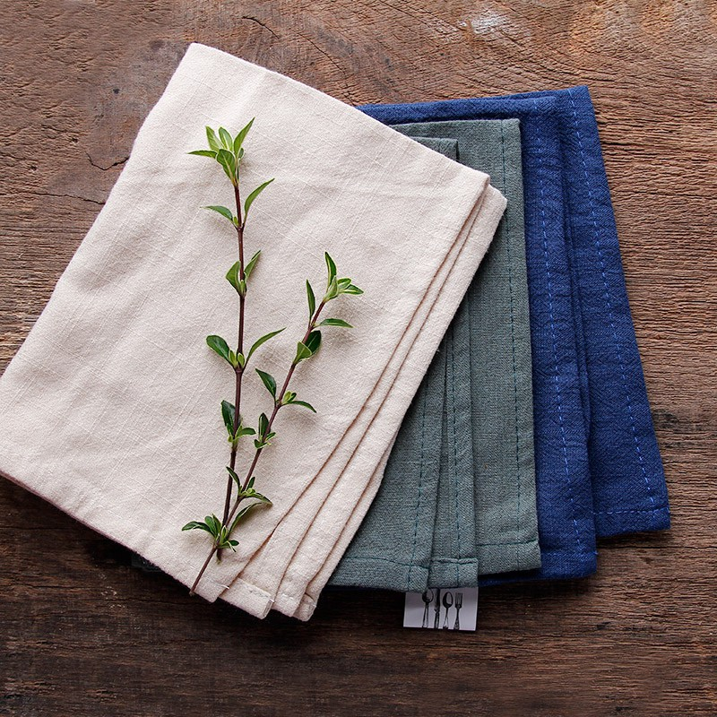 Plain cotton and hemp creative napkin family western food square towel