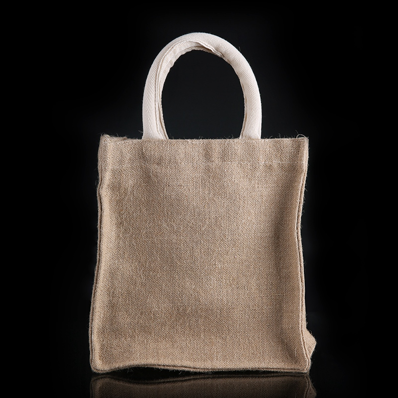 Jute retro round handle tote bag environmental handmade gift bag custom LOGO