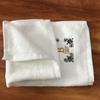 200 pcs stock goods 100% cotton two color embroidery 32x32cm white hotel face towel