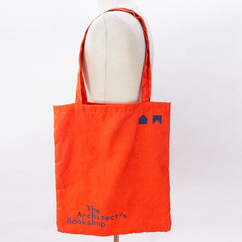 Orange words printed canvas shopping tote bag 