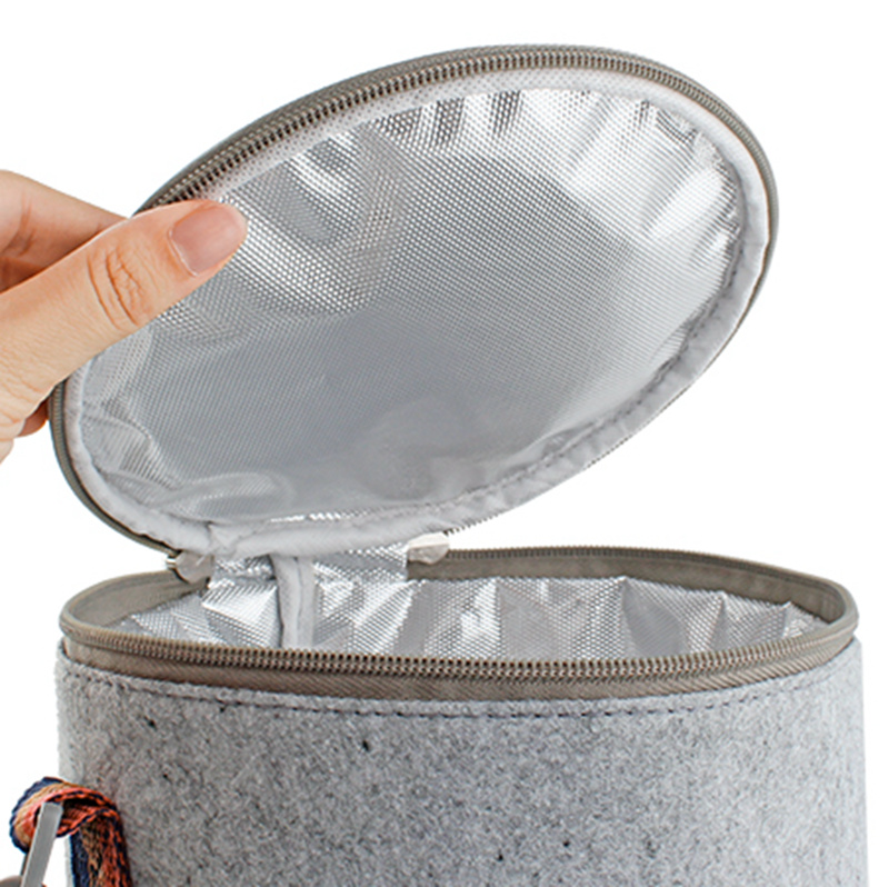 Felt cloth insulation bag round lunch box pearl cotton aluminum foil carrier bag