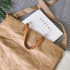 Horizontal large washed kraft paper shopping bag