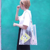 Grid transparent shoulder bag Korean version of the personality tote bag PVC Messenger bag