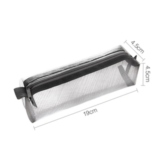 Simple transparent test special student large capacity square nylon mesh pencil bag