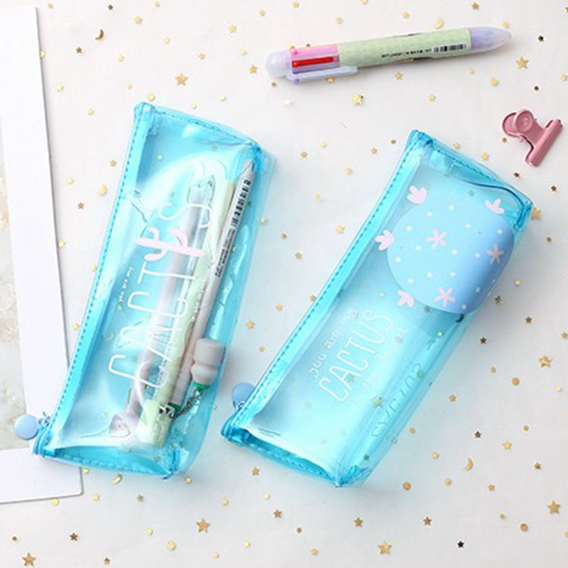 Creative ins transparent pencil case Korea stationery bag simple cute pencil case