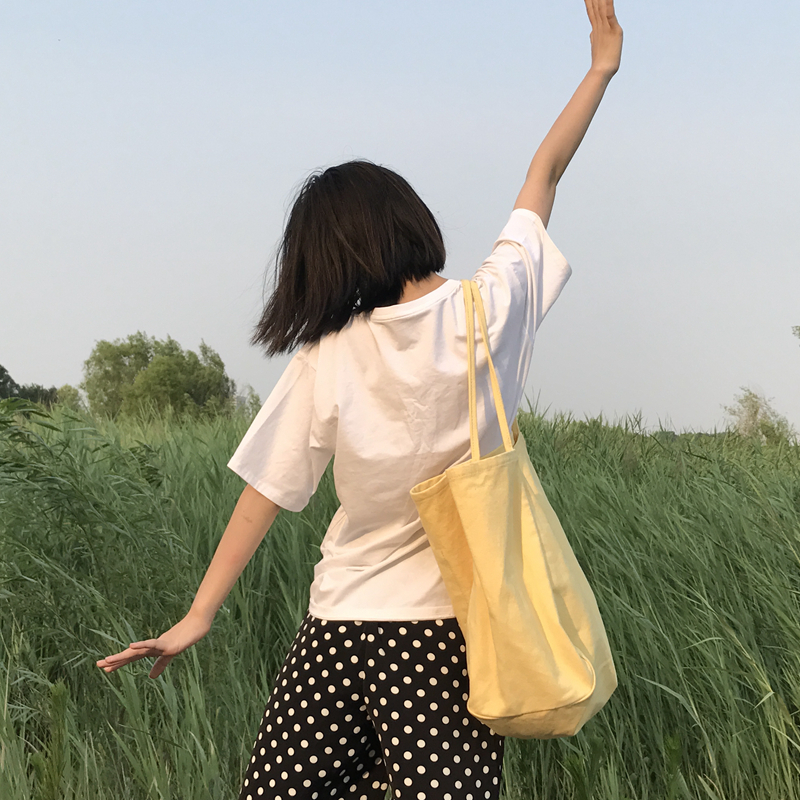 Canvas Bag Bag Female Literary Korean Version of The Simple Student Large-capacity Shoulder Bag Handbag Bag