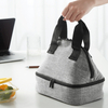 Portable large double insulated bag high quality durable polyester cotton canvas lunch zipper bag