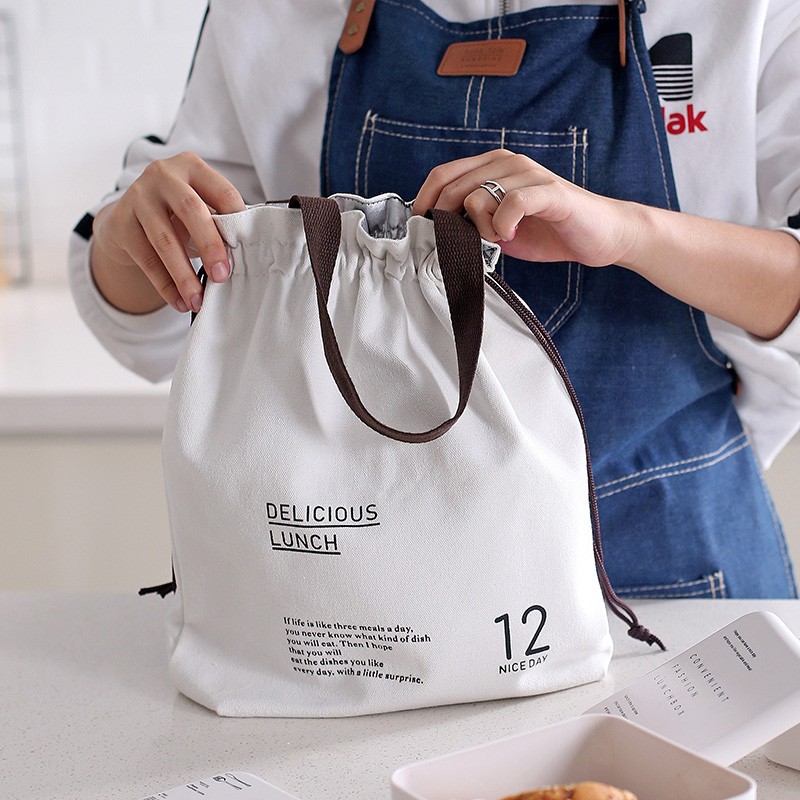 Nordic cotton cloth portable beam lunch bag waterproof cloth lovers lunch box bag storage bag