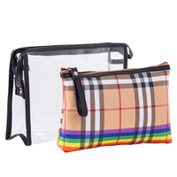 Large-capacity transparent PVC two-piece cosmetic bag portable travel set toiletries storage bag