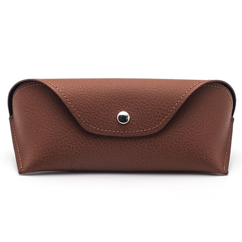 Retro lightweight portable pu leather glasses bag with metal buckle
