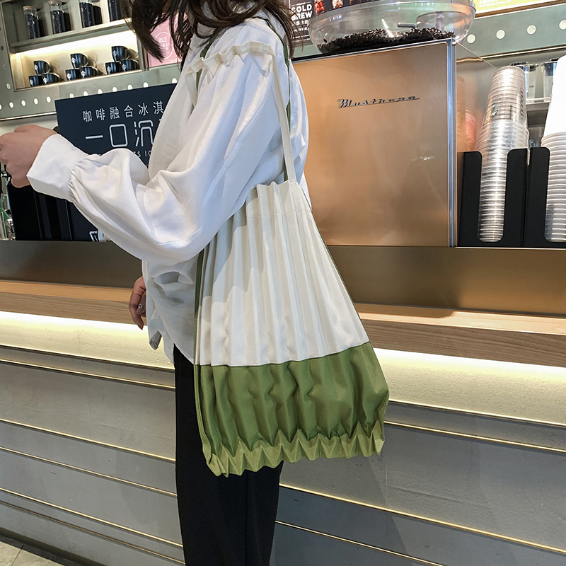 Waterproof polyester cotton fashion new product women shoulder bag reusable wrinkle canvas bag for wholesale