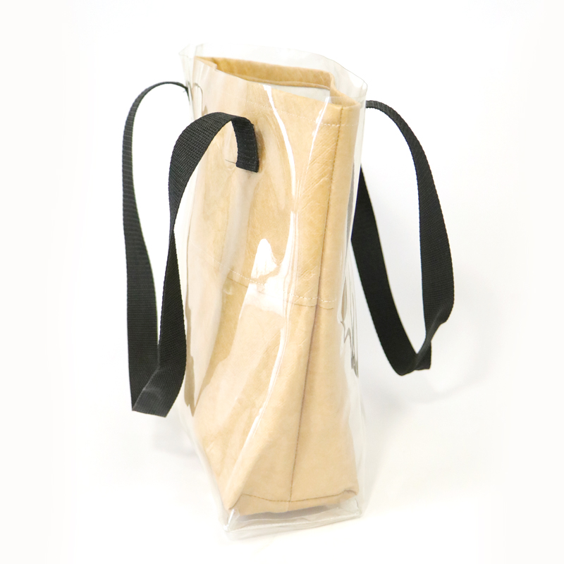 Transparent Pvc Shopping Single Shoulder Bag With Inner Tyvek Bag