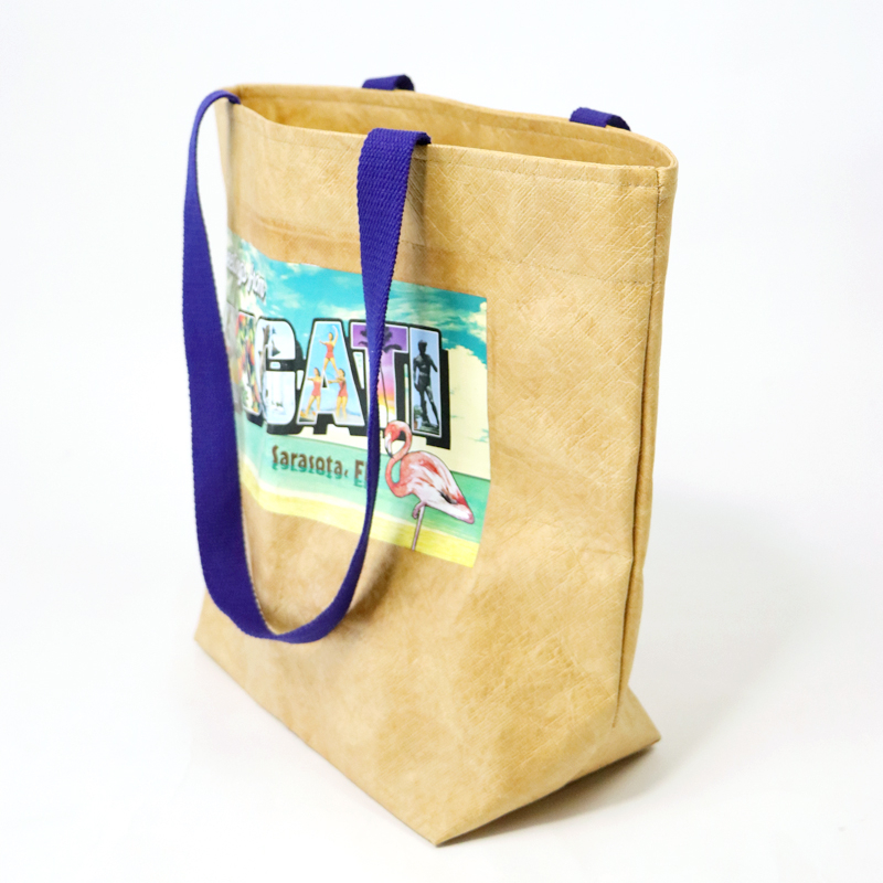 Digital printing brown recyclable tote bag tyvek shopping tote bag for adult
