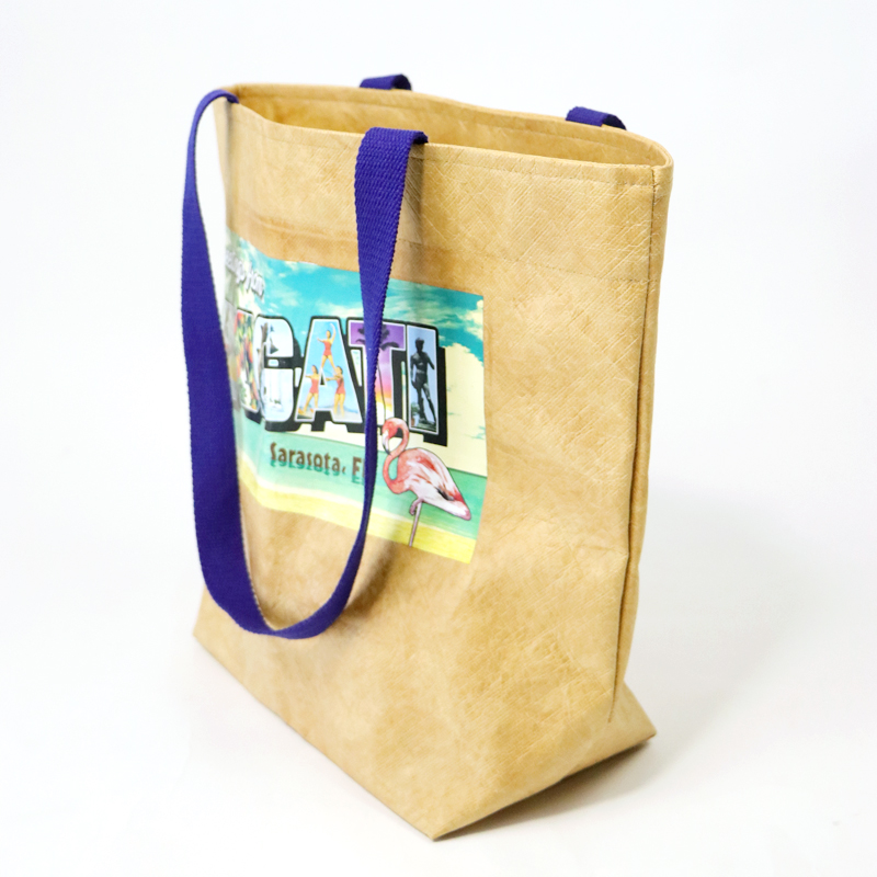 Digital printing brown recyclable tote bag tyvek shopping tote bag for adult