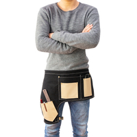 Practical canvas stitching pu half-length short tool haircut apron with pocket