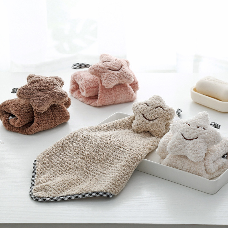 Creative design coral velvet cleaning cloth hanging hand towel