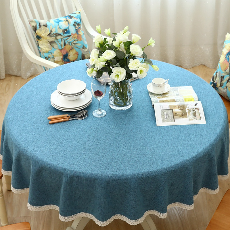American solid color large round table cloth tea table is simple and modern