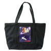 Large black cotton canvas outer space printing shopping bag single-shoulder bag wholesale