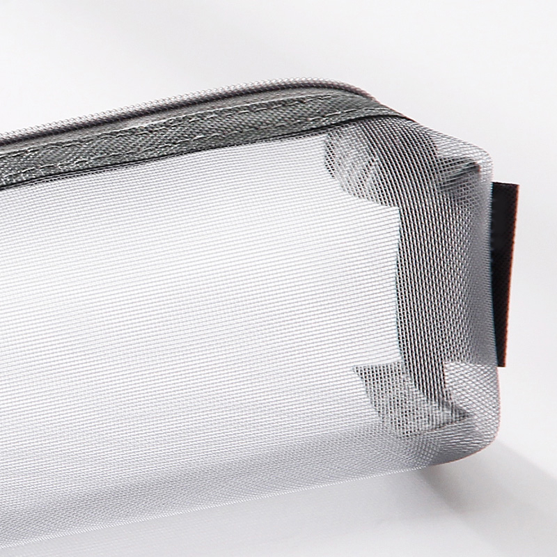 Simple transparent test special student large capacity square nylon mesh pencil bag