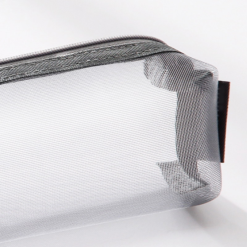 Simple transparent test special student large capacity square nylon mesh pencil bag