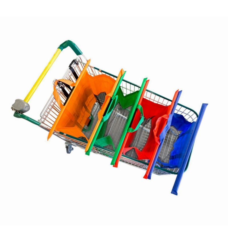 Lightweight practical supermarket shopping cart bag non woven fabric shopping bag with long handle