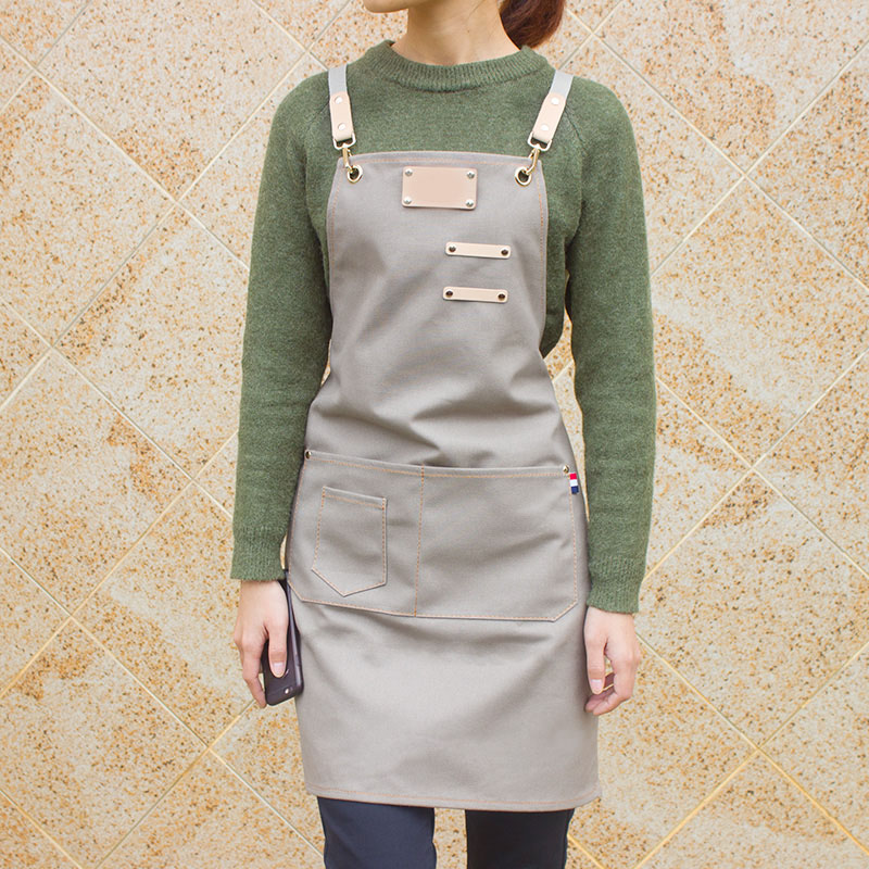 Advanced coffee shop apron custom logo printing Korean fashion canvas nail salon hair artist work clothing