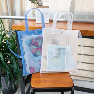 Transparent Pvc Mesh Tote Single Shoulder Bag Waterproof Recyclable Shopping Bag For Women