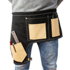 Practical canvas stitching pu half-length short tool haircut apron with pocket
