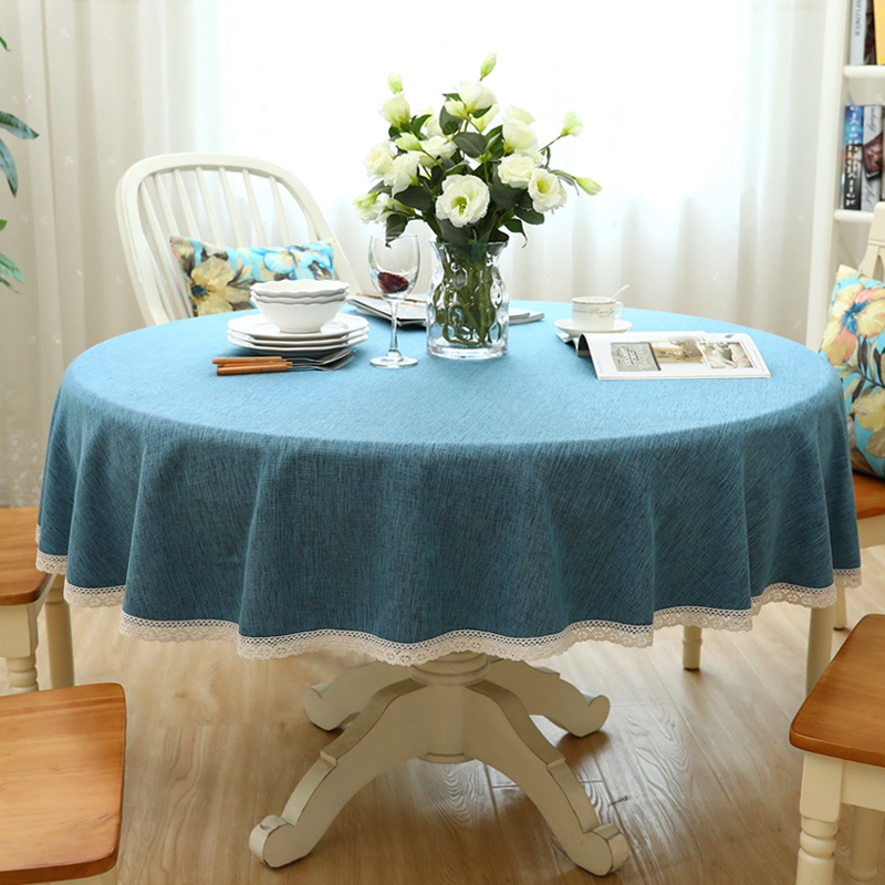 American solid color large round table cloth tea table is simple and modern