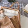 Horizontal large washed kraft paper shopping bag