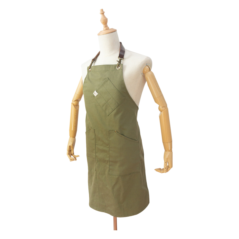 High quality strong industrial canvas apron with leather strap