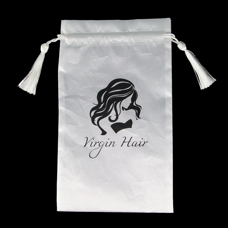 Bulk factory promotional logo silk printing soft and smooth satin bag for wig package