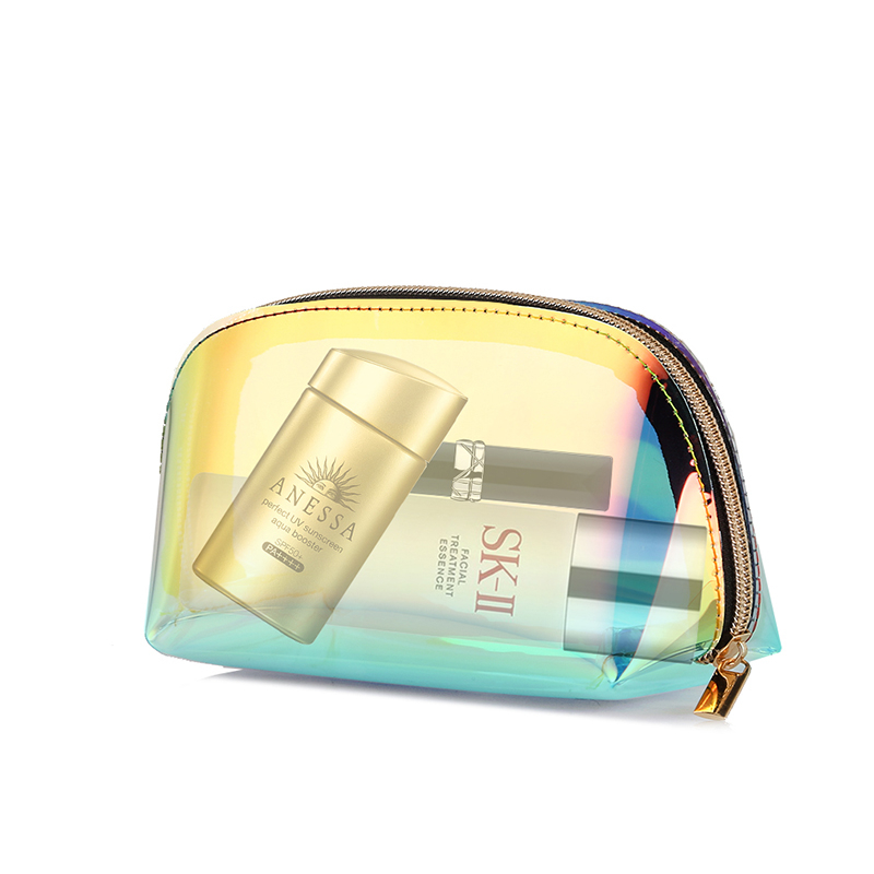 Laser transparent PVC cosmetic bag female portable large capacity ins fashion pvc zipper bag