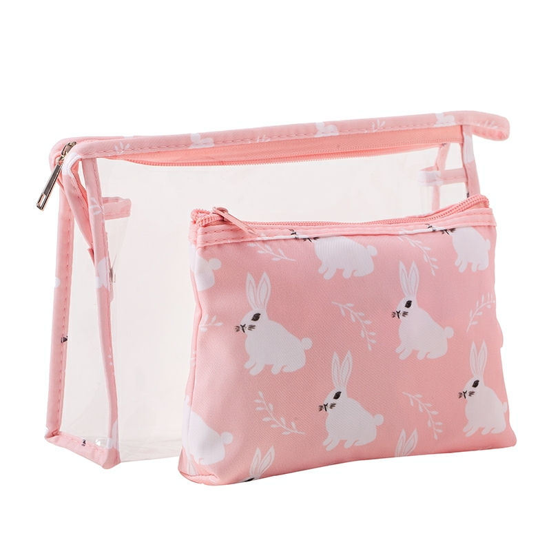 Large-capacity transparent PVC two-piece cosmetic bag portable travel set toiletries storage bag